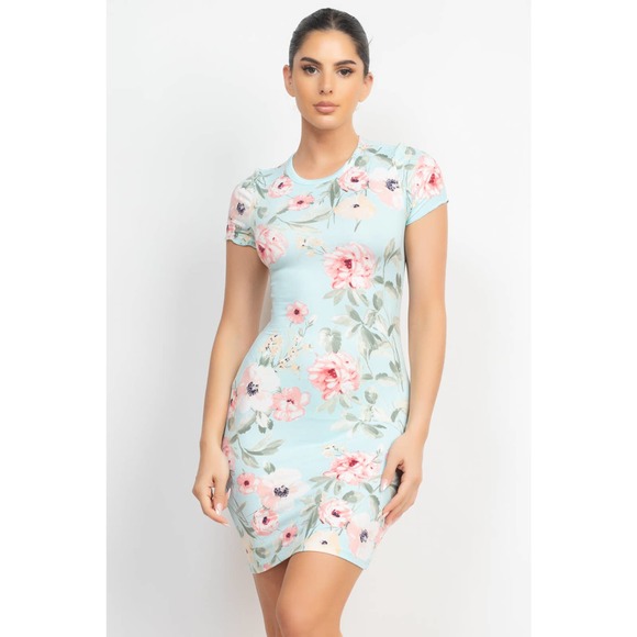 💥Floral Print Summer T-Shirt Dress - Picture 3 of 11